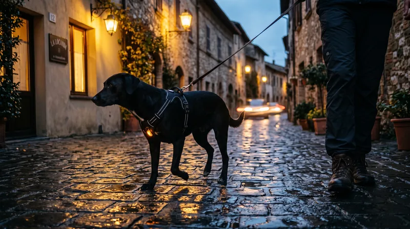 Passeggiare al buio col cane: visibilità e sicurezza